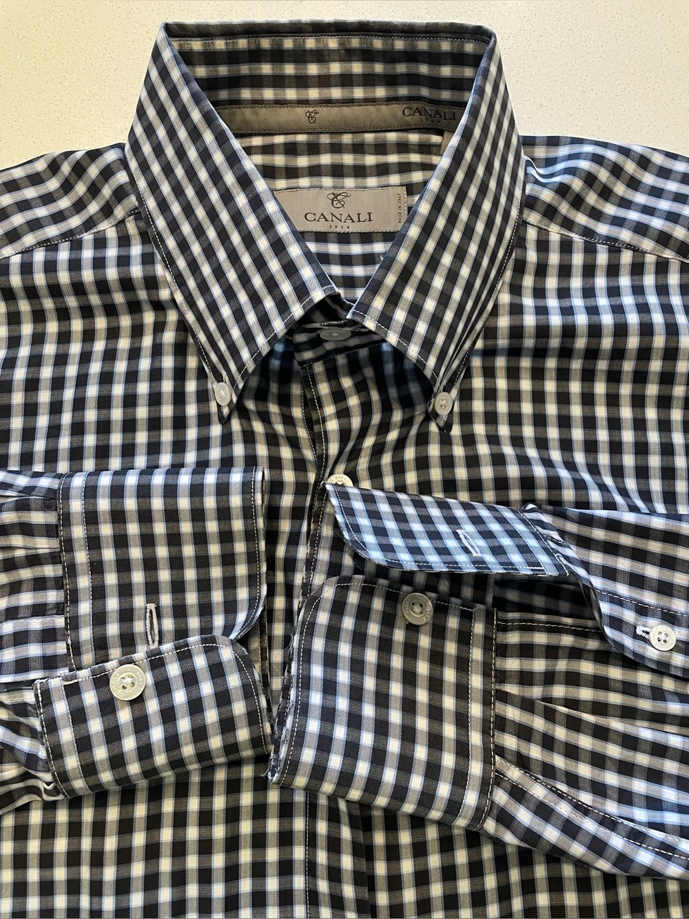 Canali - all cotton gingham pattern shirt Size Large
